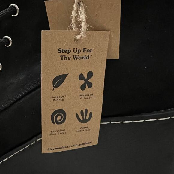 NWT Cool Planet Steve Madden Marsh Boots Black Wmn’s Sz 11 Sustainable Lug Sole - Picture 14 of 15